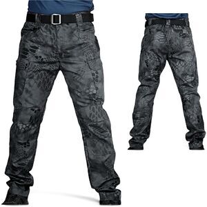 Black Snake Skin Camo Cargo Tactical Pants Men’s Utility Pockets